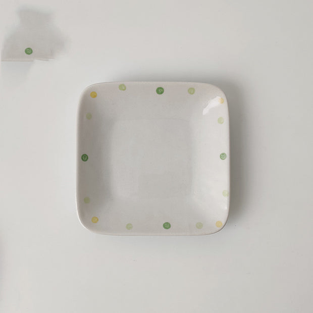 Dot Ceramic Plate Set Small Breakfast Plate Dessert Plate Flavor Plate Oval Plate