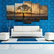 5 Pieces Wall Art Canvas Painting Sunrise Tree Landscape Poster Modern Home Decoration For Living Room Modular Pictures
