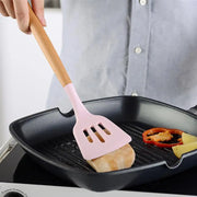 Silicone Cooking Utensils Non-stick Spatula Shovel Wooden Handle Cooking Tools Kitchen Tools Cooking Utensil Kitchen Cookware