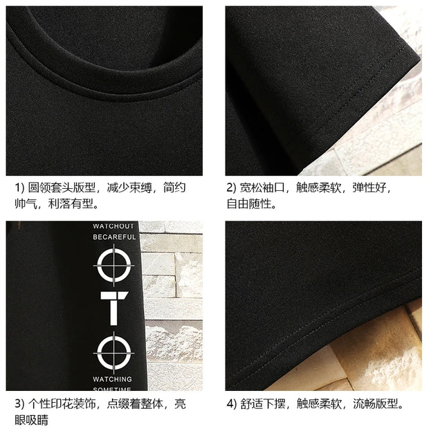 Short Sleeve T Shirt Men'S For 2024 Summer Print Black White Tshirt Top Tees Brand Fashion Clothes Plus Size M-5XL O NECK