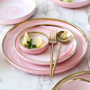 Pink Marble Glazes Ceramic Plate Western Steak Salad Dinner Plates Bowl Tableware Breakfast Dessert Dishes Home Decor Plates