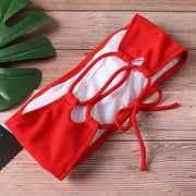 2020 New Bikini Women Swimwear High Waist Strapless Sexy Bikini Pure Color Women Swimsuit Padded Bathing Suit Monokin