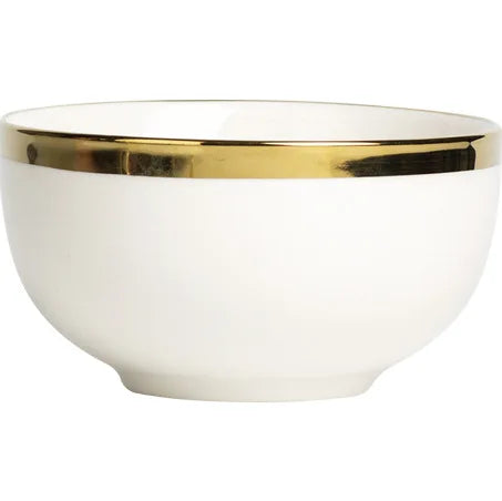 Luxury Golden Border Ceramic Dinner Plate Hotel Kitchen Cooking Bowls Soup Bowls Fruit Salad Plate White Porcelain Tableware Set