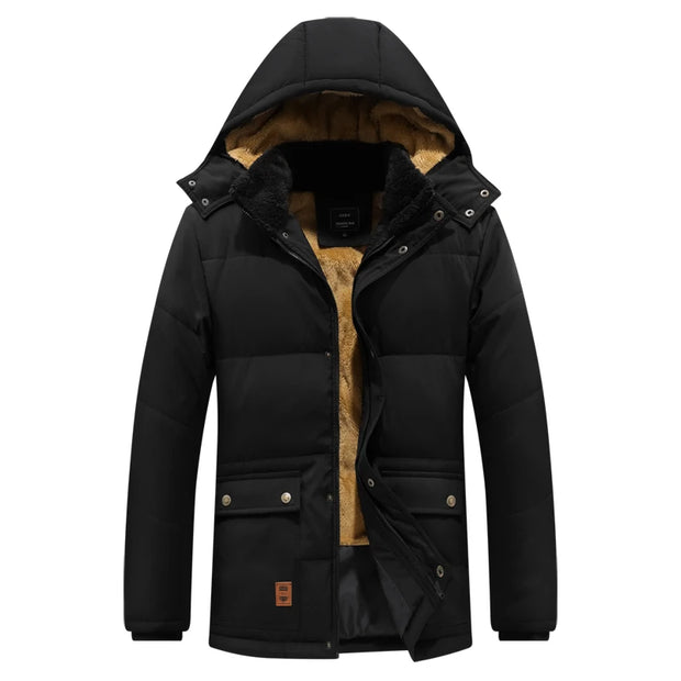 2024 Winter Windproof Men Coat Keep Warm Thicked Plush Men's Jacket New Fashion Hooded Outdoor Jacket Classic Casual Men Parkas