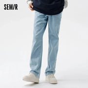 SEMIR Jeans Men 2024 Spring New Fashion Stitching Printed Comfortable Loose Drawstring Straight Pants
