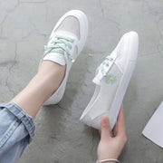 Women Spring Summer Flats Sneakers Mesh Breathable Lace Up Tennis Casual Light Hollow Femininos White Comfort shoes