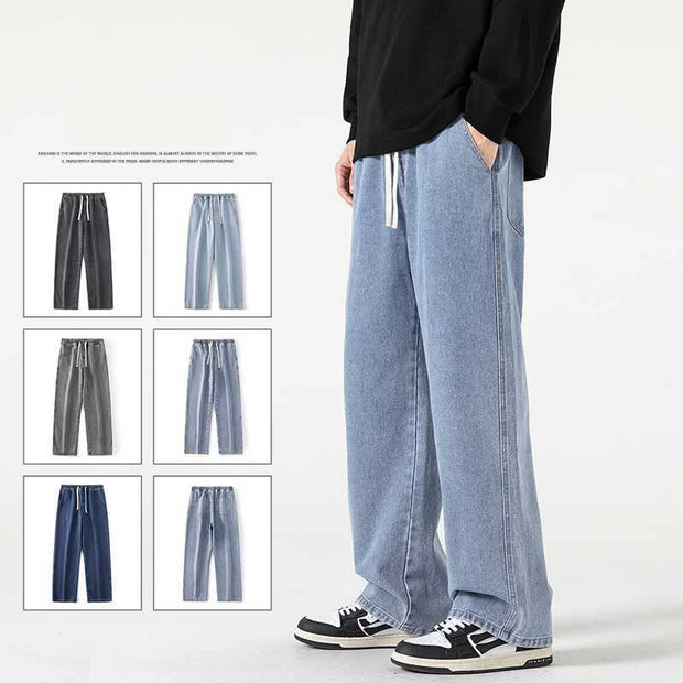 Straight Jeans Casual Men Loose Denim Pants Streetwear Spring Wide Leg Neutral Jeans Male Brand Clothing Fashion Baggy Trousers