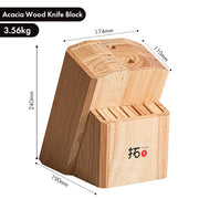 TURWHO Knife Stand Acacia Solid Wood For 15PCS Kitchen Knives Set Scissors Sharpening Rod Holder Knife Block Shelf Storage Tools