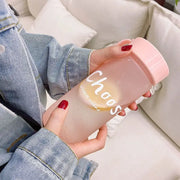 600ml Outdoor Water Bottle Large Capacity Sports Frosted Plastic Cup Portable Rope Plastic Bottle Gift Mug Customizable