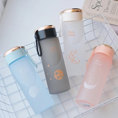 New 580ml Moon Fantasy Water Bottle Portable Plastic Cup Ins Student Leakproof Bottles Simple Frosted Gradient Plastic Cup