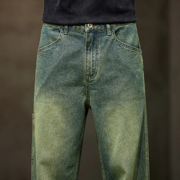 Jeans Men Baggy Pants Wide Leg Summer Straight Loose Fit Retro Blue Denim Pants Streetwear Fashion Pockets Vintage Man Clothes