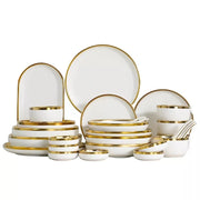 White Tableware Dish Phnom Penh White and Gold Kitchen Dinner Dishes Front Plate Plates Dinner Sets Food Ceramic Dining Bar Home