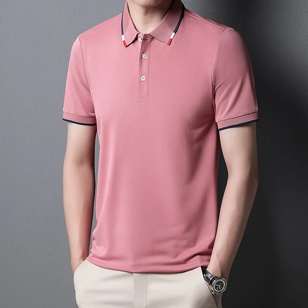 2024 Summer New Men's Solid Color Polo Shirt Three Color Lapel Embroidery Polo Shirt Loose Ventilate Top Sports Jogging T-Shirt