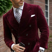 Men's Double Breasted Velvet Blazer for Dinner Italian Style Jacket Elegant Smoking Suit Coat For Wedding Prom Party 2024