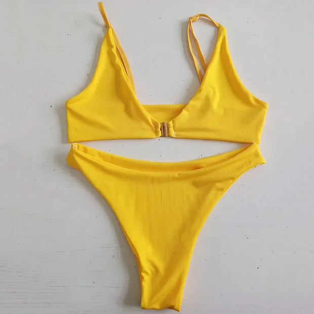 New Summer Sexy Bikini Set Solid Swimsuit Women Swimwear Push Up Set Bandage Beach Bathing Suit Beachwear Women Swimwear