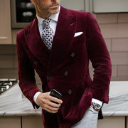 Men's Double Breasted Velvet Blazer for Dinner Italian Style Jacket Elegant Smoking Suit Coat For Wedding Prom Party 2024