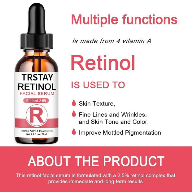 Retinol Face Serum 2.5% With Hyaluronic Acid Anti Wrinkle Whitening Moisturizing Brightening Retinol Essence Skin Care