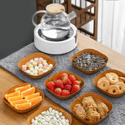 Square Snack Plate Wood Plastic Cake Fruit Tray  Sushi Breakfast Dried Fruit Dish Bone Spitting Dish Tableware Serving Plate